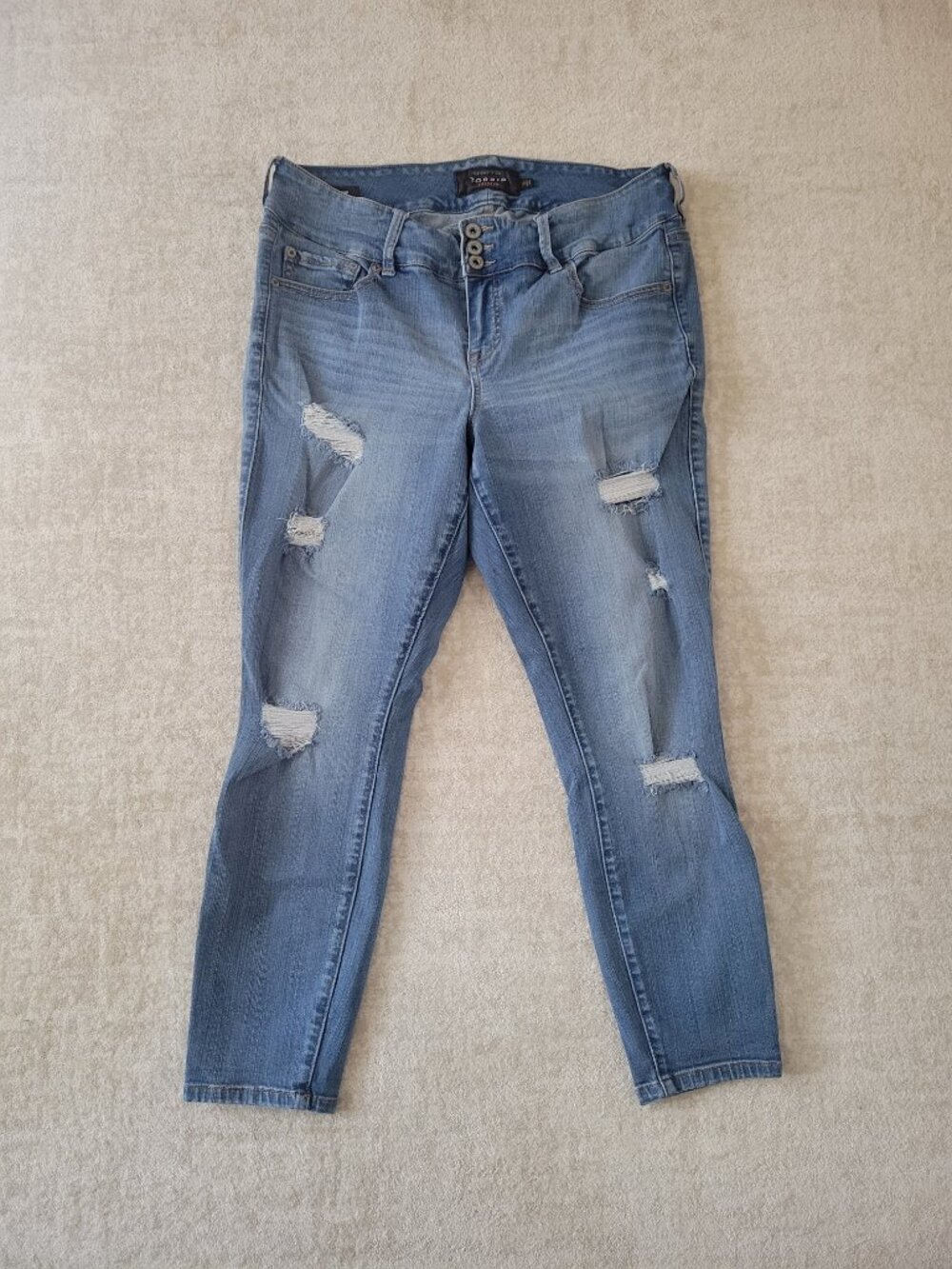 Torrid Premium Jegging Crop Jeans 16 Womens Blue Shredded Stretch Skinny Plus